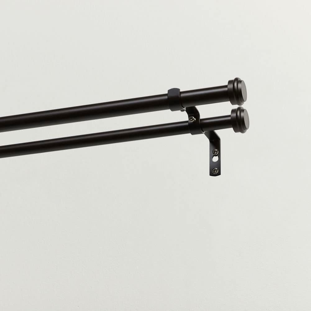 Curtains ER1025-03 3672 Topper Double Curtain Rod and Finial Set, 36"-72", Matte Bronze