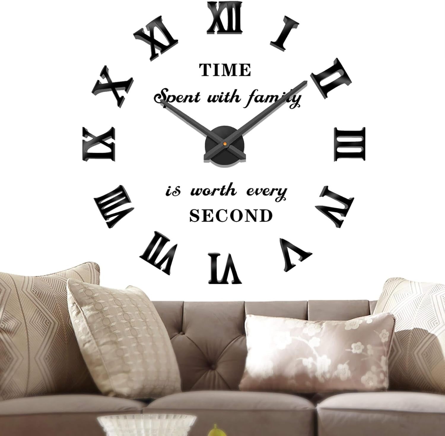Wall Clock Vintage Roman Numerals Wall Clocks for Living Room Decor, Decorative Wall Clocks Battery Operated (Black Wall Decor)