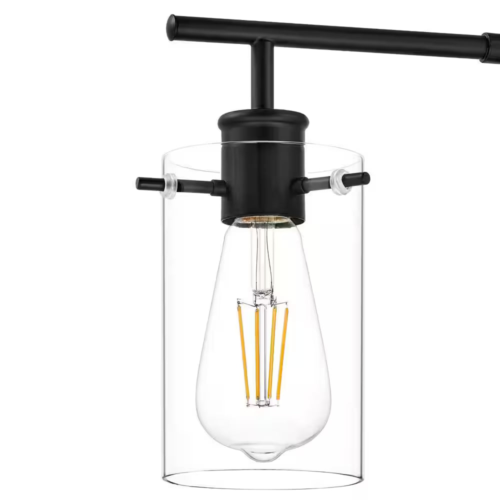 Regan 63 In. Matte Black Floor Lamp with Clear Glass Shades