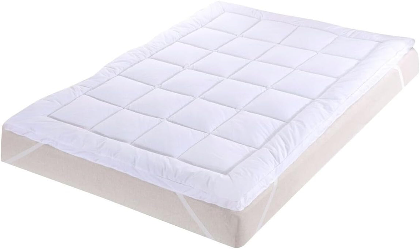 Abripedic Plush Cotton Mattress Topper, Cal-King, 2" Hypoallergenic Overfilled down Alternative Anchor Bands Mattress Topper