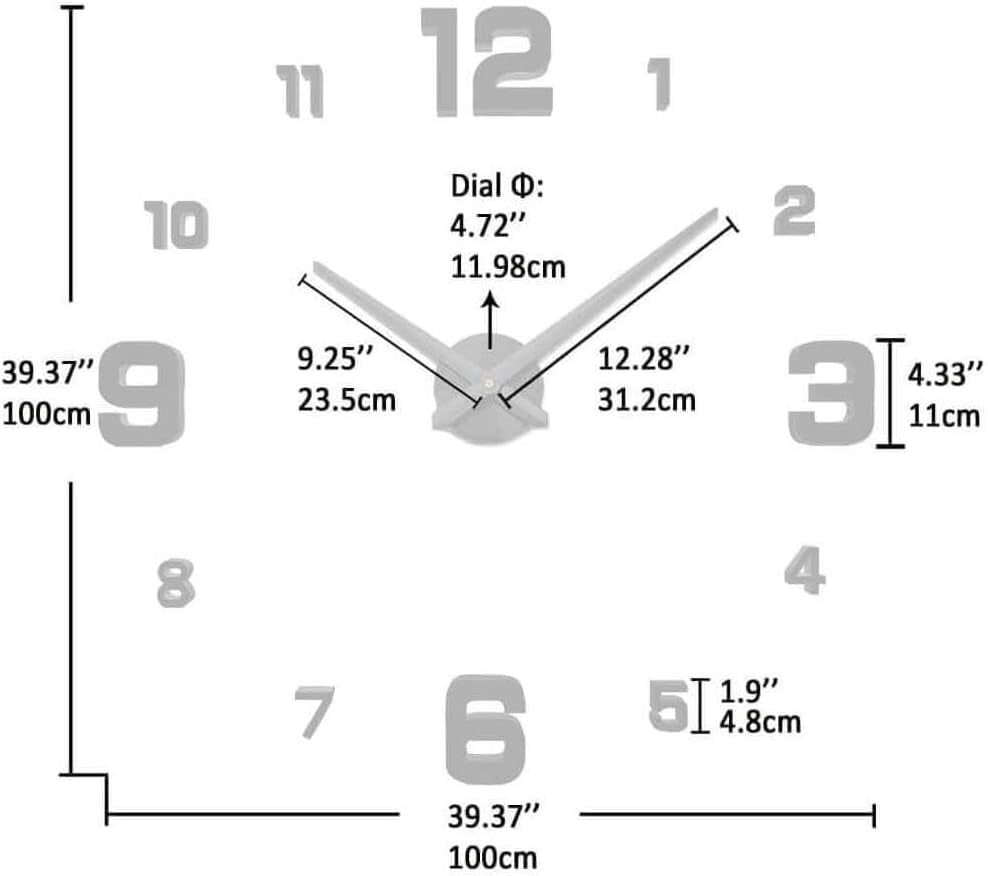 Wall Clock Big Wall Clocks for Living Room Decor, Decorative Wall Clocks Battery Operated (Black Wall Decor)