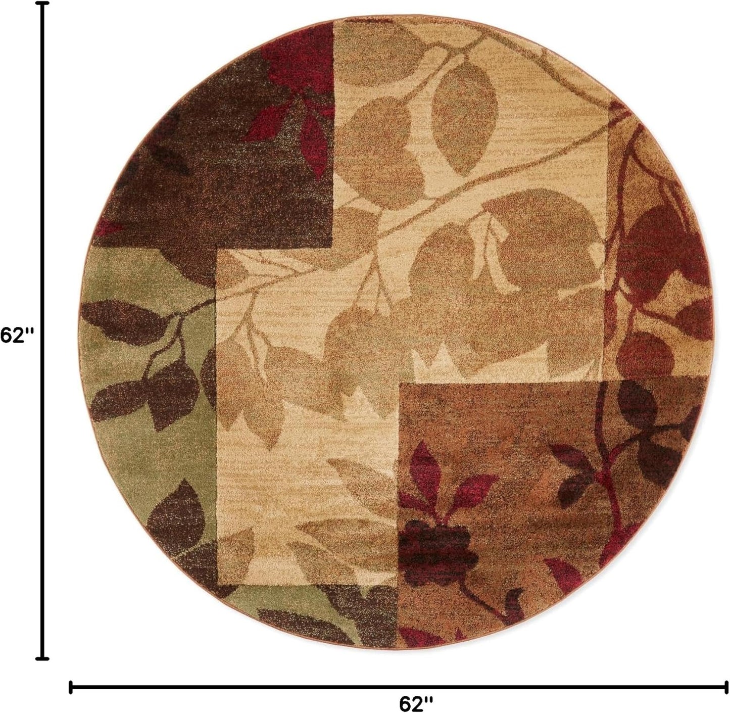 Amelia Modern Area Rug | 5'2" round | Beige/Green/Red