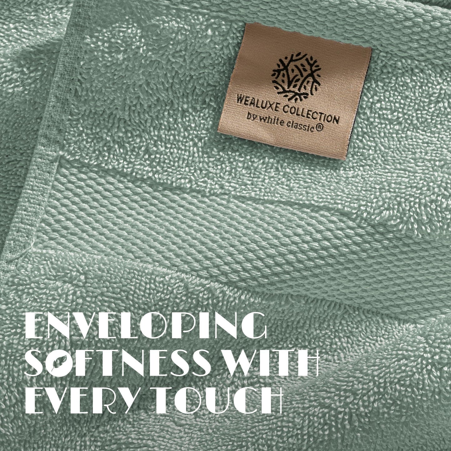 Green Washcloths Set for Body Face 12 Pack 12X12 Inch Towel Cotton Wash Cloths Bulk Spa Fingertip Wash Clothes Soft Absorbent Gym Towels