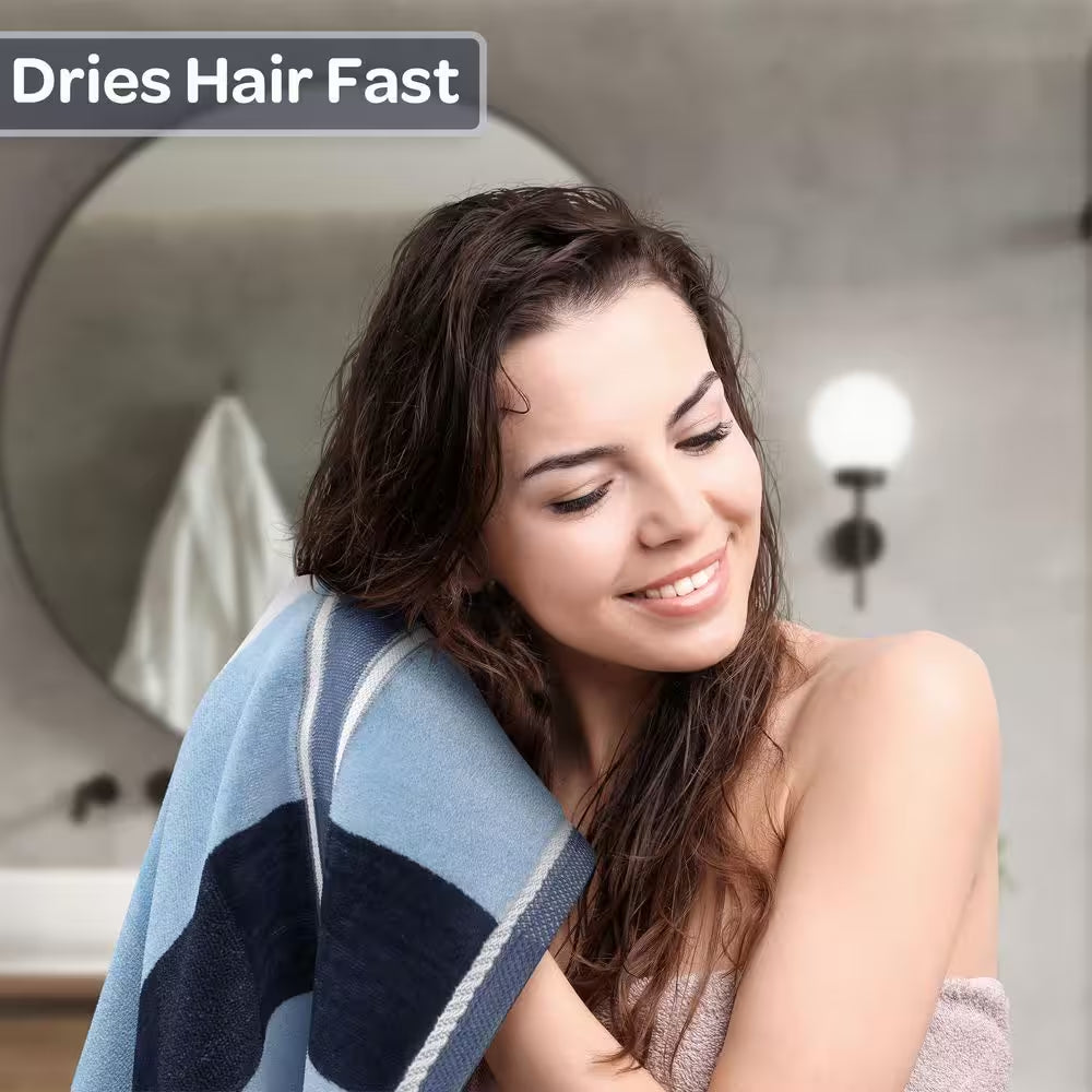 6-Piece Navy Striped 100% Cotton Bath Towel Set