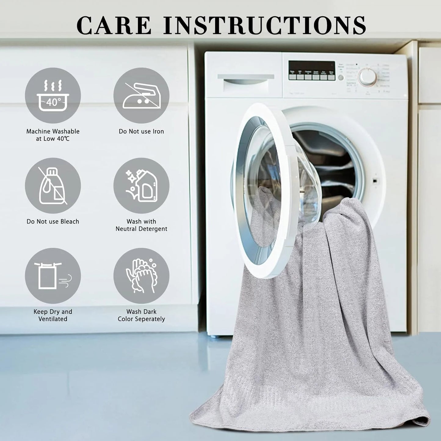 2-Pack 27" X 54" Bath Towels 30% Viscose Made from Bamboo Ultra Soft & Highly Absorbent Solid Premium Bath Towels for Bathroom, Hotels, Spa and Gym, Light Gray