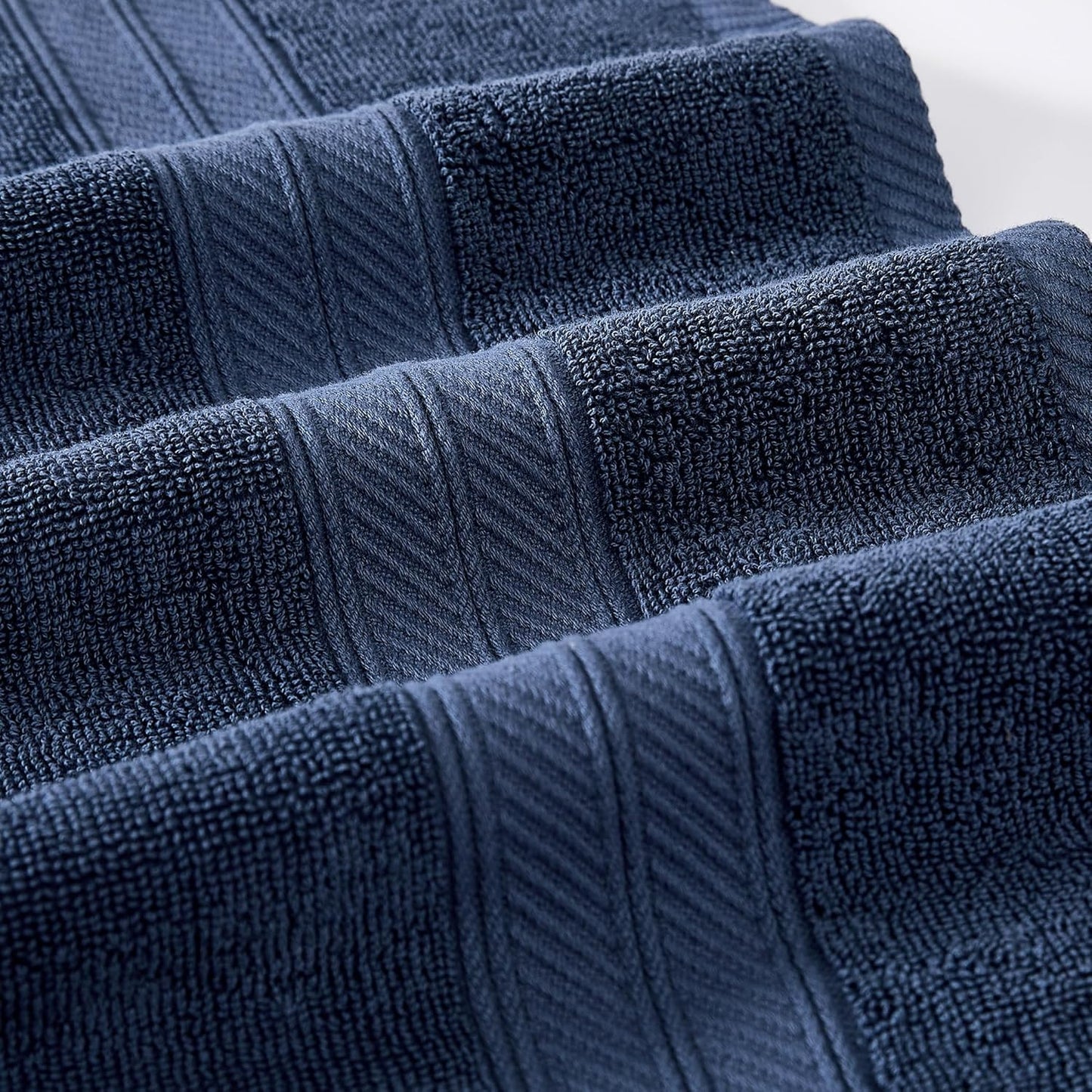 Trefoil Filigree 6-Piece 100% Cotton Towel Set – Reversible Yarn Dyed Jacquard – Includes 2 Bath Towels, 2 Hand Towels, 2 Washcloths – Absorbent, Quick Dry, Soft & Durable – Navy Blue