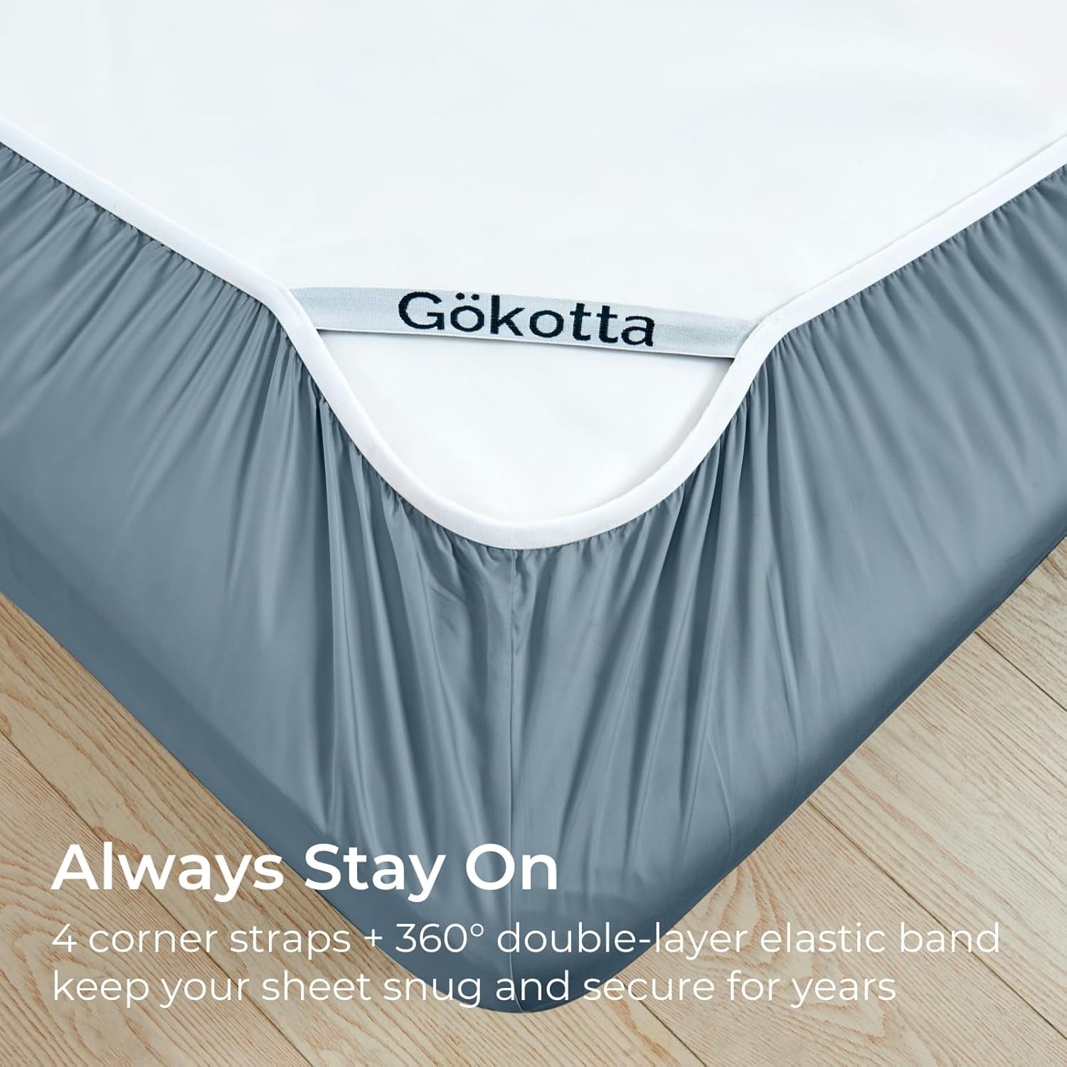 King Size Bed Sheets 4 Piece Set, 100% Rayon Derived from Bamboo, Cooling for Hot Sleepers-Luxury Breathable Soft Sheets, Deep Pocket 16" Fitted Sheet with Elastic Corner Straps, Blue