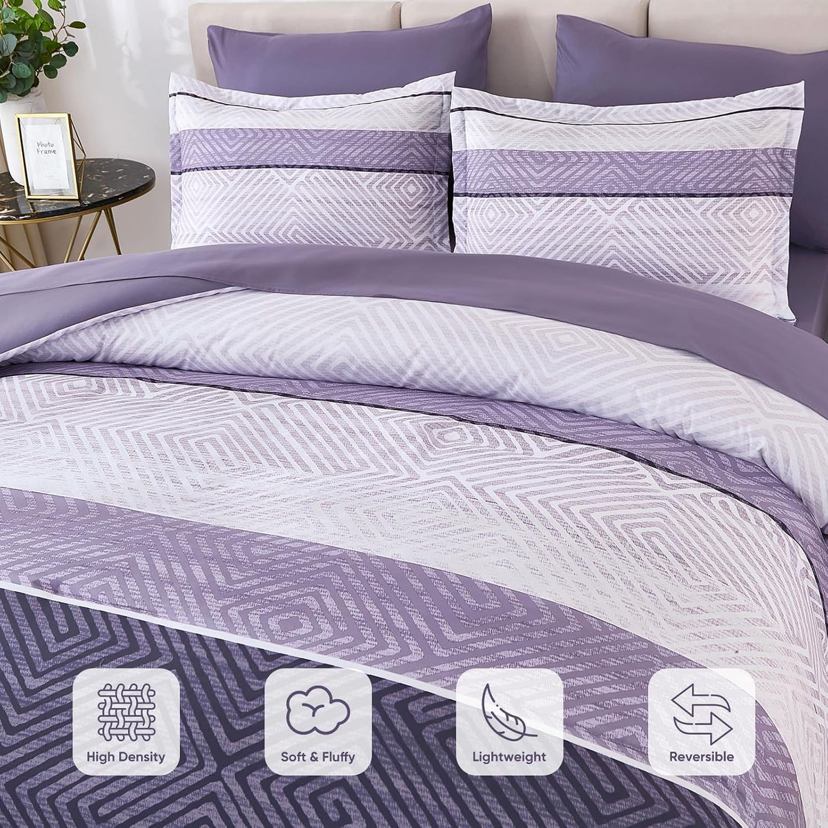Purple Comforter Set Queen Size 7 Piece Bed in a Bag