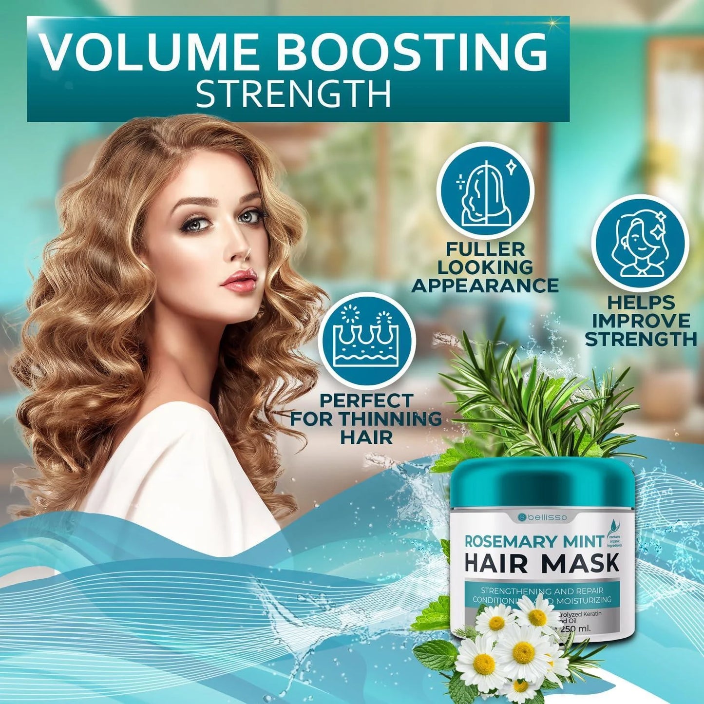 Rosemary Mint Oil Hair Mask Deep Conditioning Repair Products for Damaged Care Scalp Moisturizer and Hydrating Treatment for Women and Men Volume for Extremely Dry Thin and Frizzy Locks