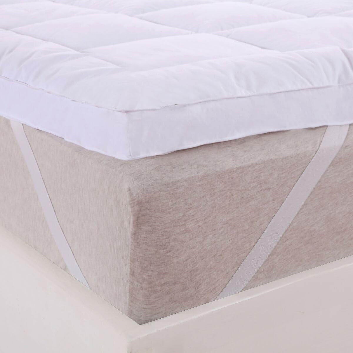 Abripedic Plush Cotton Mattress Topper, Cal-King, 2" Hypoallergenic Overfilled down Alternative Anchor Bands Mattress Topper