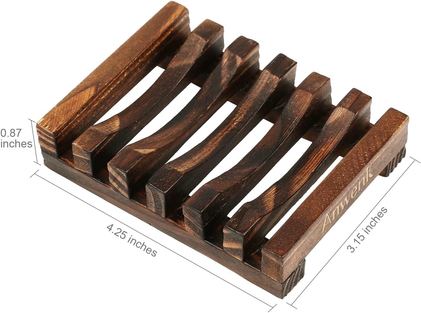 Wooden Soap Dish Hand Crafted Rectangular Sink Drainer for Soap, Sponges and More (1 Pack)
