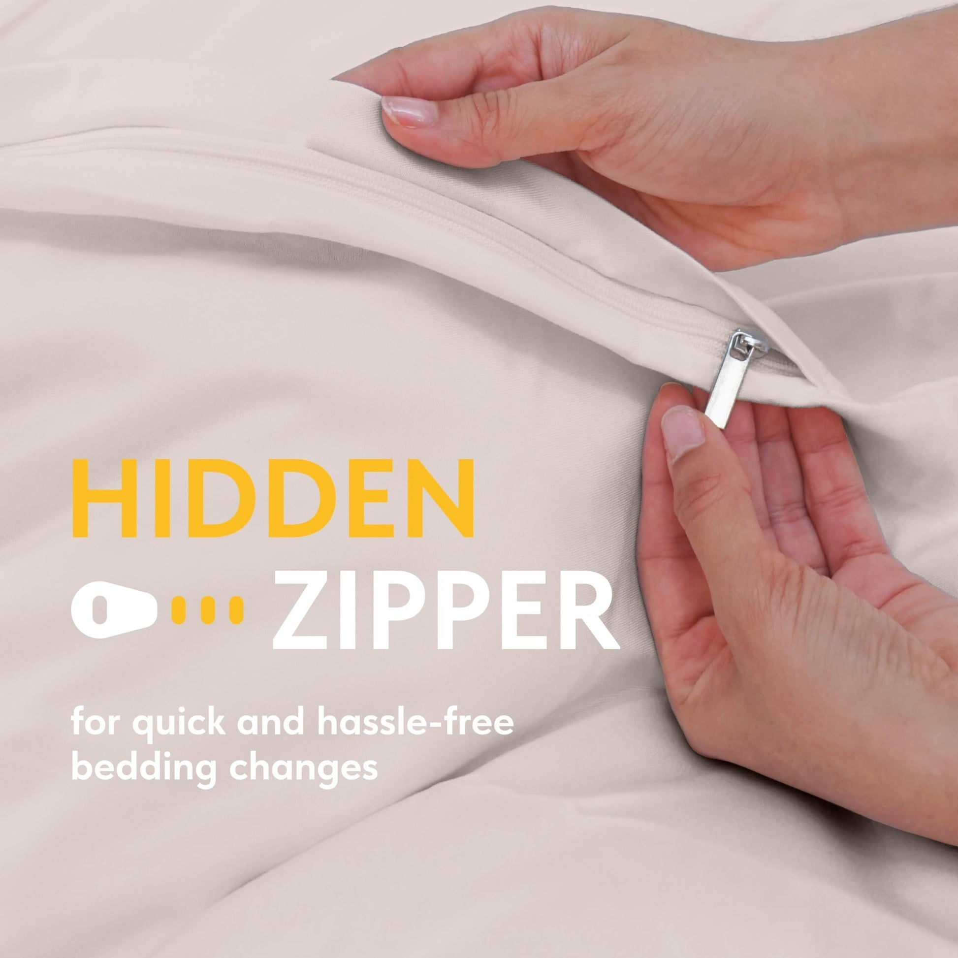 Beige Duvet Cover Queen Size Microfiber Set of 1 down Comforter Cover 2 Pillows