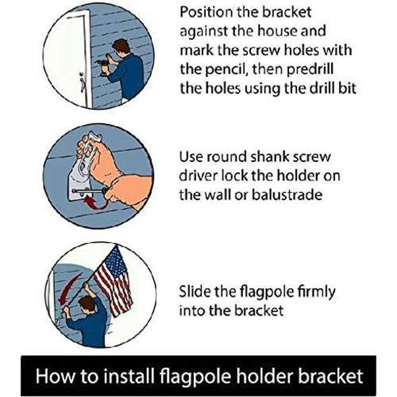 Two Position Fixed Wall Mount Bracket for Flag (NO Flagpole, NO Flag Included)