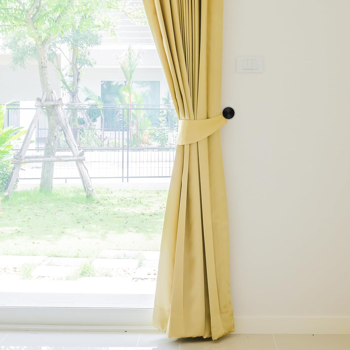 ​2 Pack Black Curtain Tiebacks,Wall Mounted Zinc Alloy Holdbacks with Screws, Decorative Metal Hooks,Curtain Holders for Drapes and Window Treatments in Home or Office