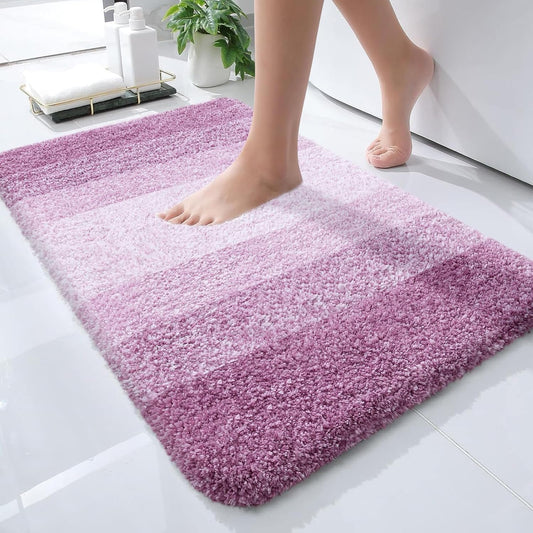 Bathroom Rugs Mat 24X16, Extra Soft Absorbent Microfiber Bath Rugs, Rubber Backing, Quick Dry, Washable Bath Mats for Bathroom Floor, Tub and Shower, Home Decor Accessories, Pinkish-Purple