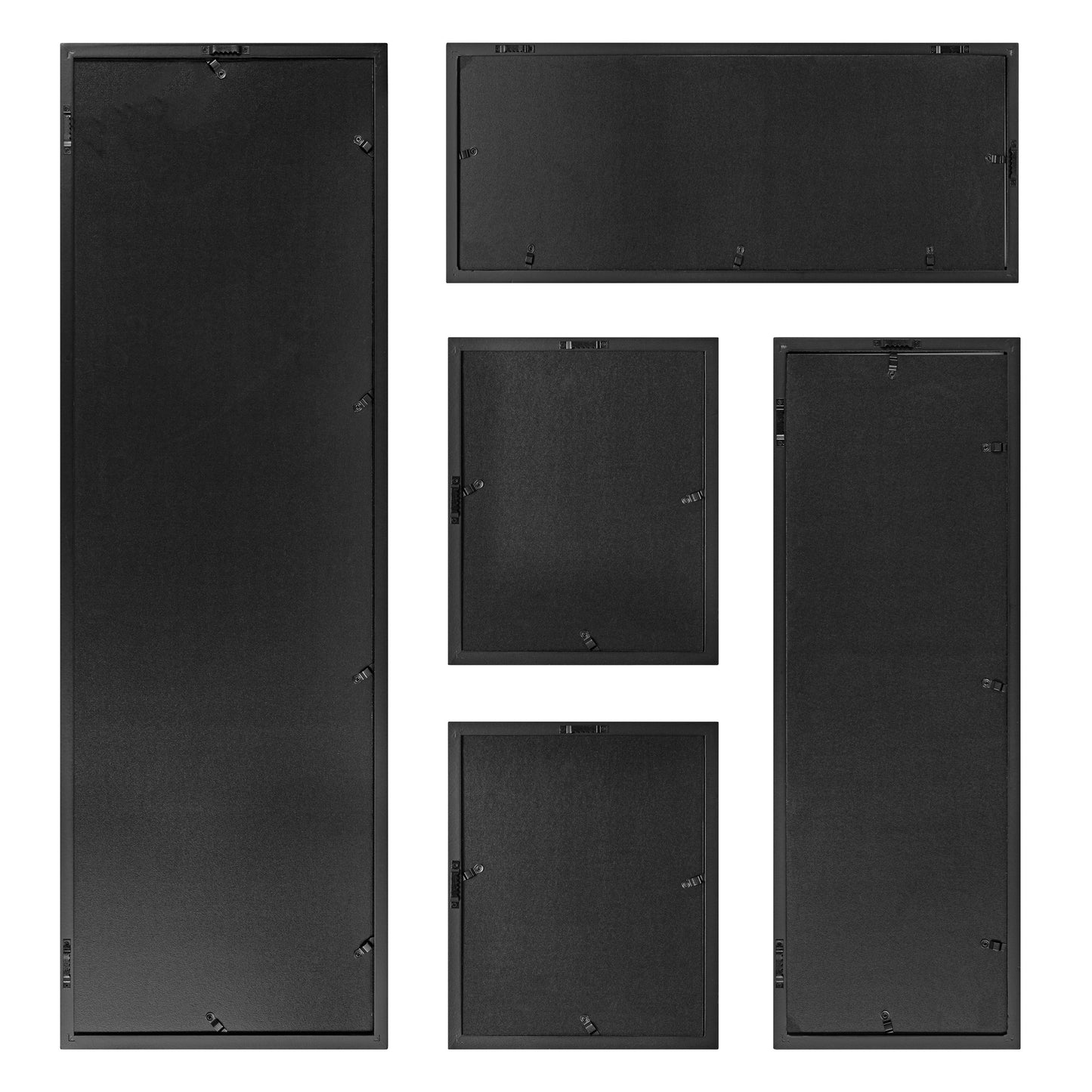 Gallery Modern Photo Collage Frame Set, Set of 5, Black, Transitional Picture Frame Collage Collection for Wall