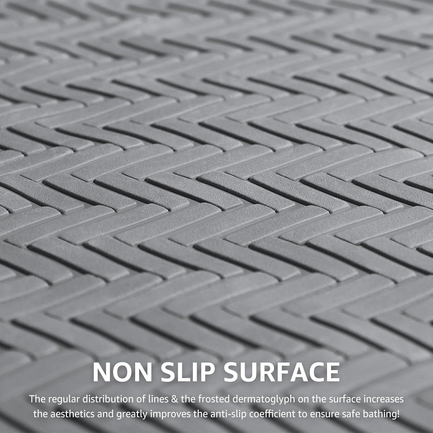 Bathtub Mat Non Slip, Extra Long Rubber Bath Mat for Tub, Machine Washable Shower anti Slip Mat with 332 Strong Suction Cups (Grey, 36" X 17")