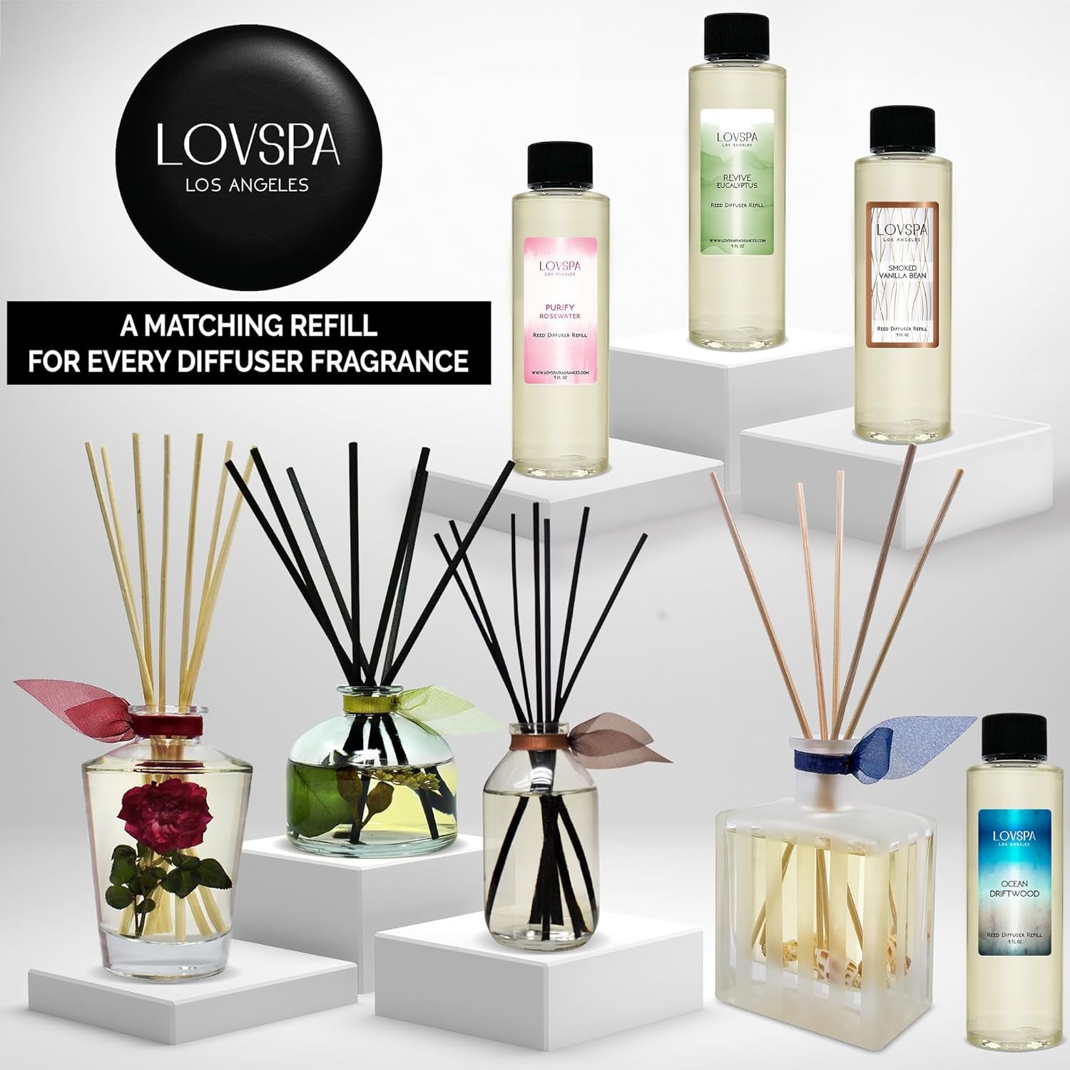 Reed Diffuser Set, Hawaiian Breeze Scented Oil Diffuser with Sticks, Home Fragrance Accessories for Bathroom Shelf Decor, Aroma Diffusers for Home or Office Desk, USA Made