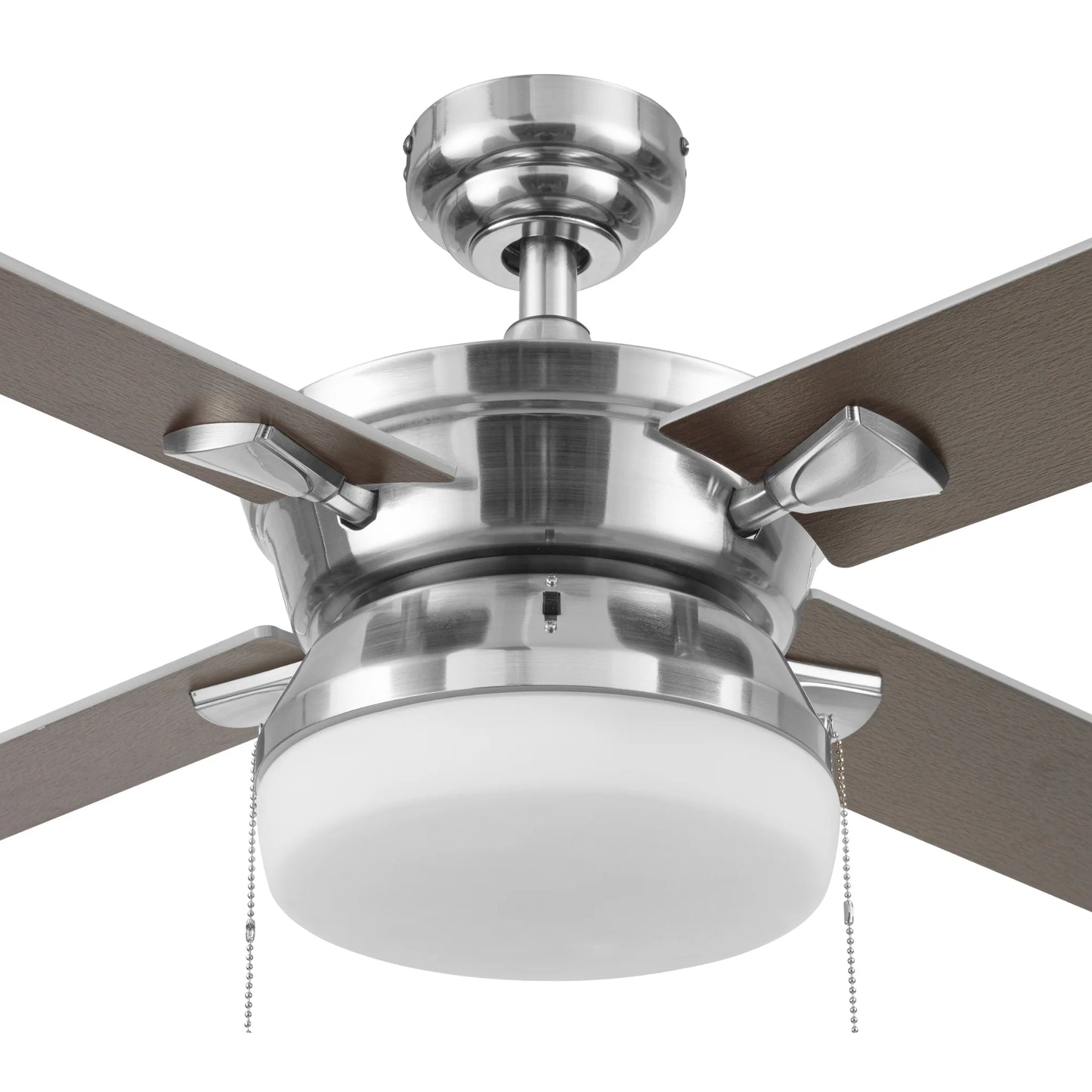 Blair 52" Nickel Modern Indoor Ceiling Fan with Light, 4 Blades, Pull Chains & Reverse Airflow