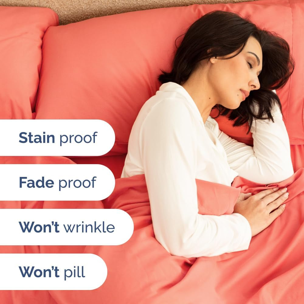 Extra Deep Pocket Twin Sheets - 3 Piece Breathable & Cooling Bed Sheets - Hotel Luxury Bed Sheet Set - Soft, Wrinkle Free & Comfy - Easily Fits Extra Deep Mattresses - Deep Pocket Coral Sheets Set