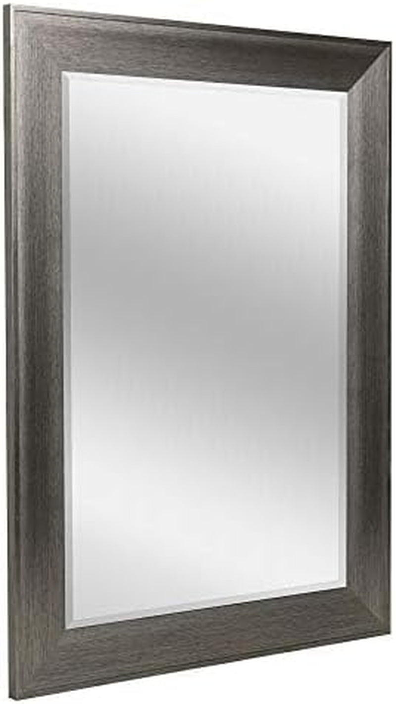 Metallic Gray Raised Lip Framed Wall Vanity Beveled Mirrors, Bathroom Mirrors, Rectangle Mirrors, Living Room Mirrors - 31.5" X 43.5"