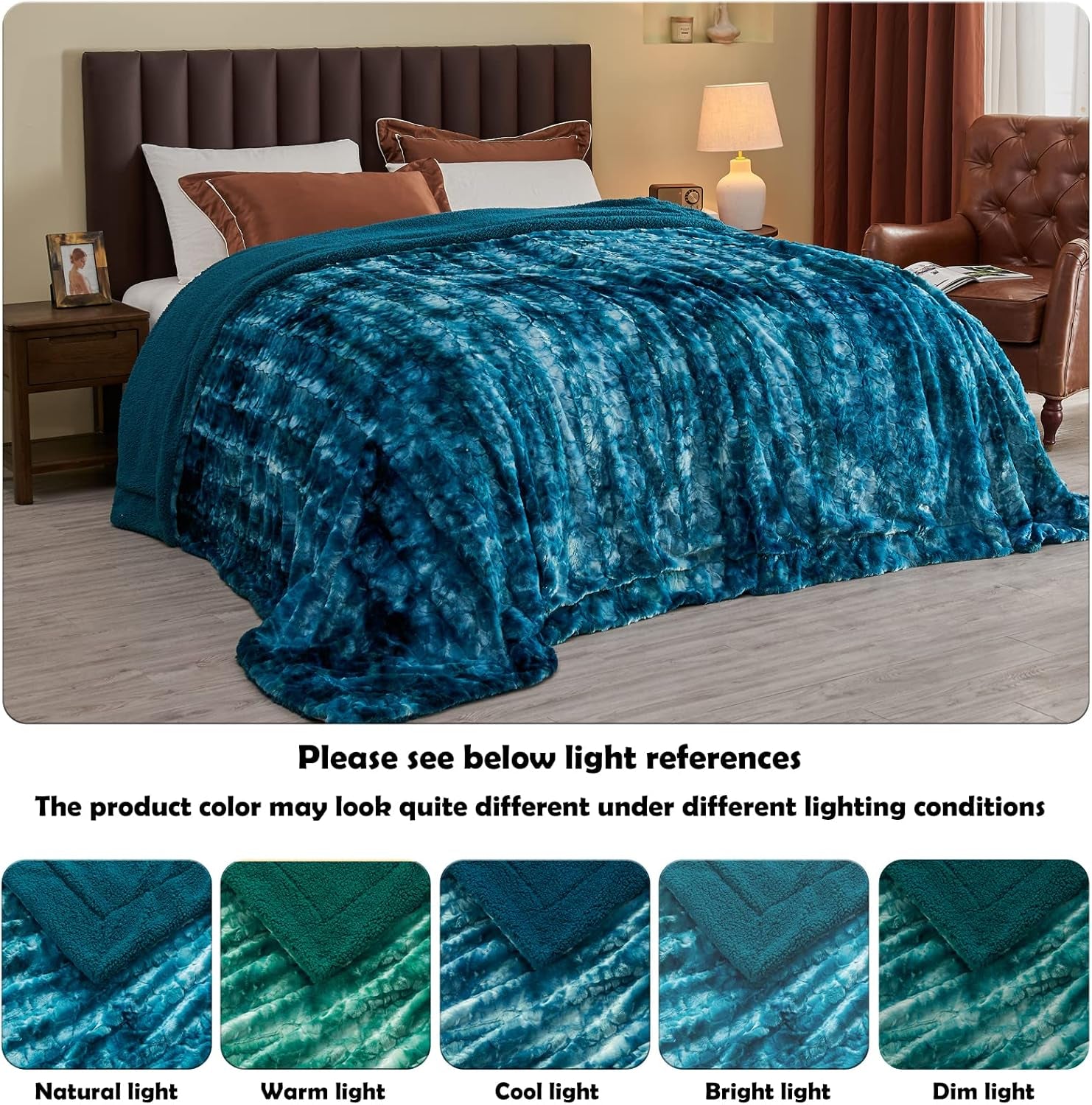 Super Soft Faux Fur Throw Blanket for Couch Dark Blue Sherpa Fuzzy Plush Warm Blanket for Sofa Bed (Dark Blue, Throw(40"X50"))