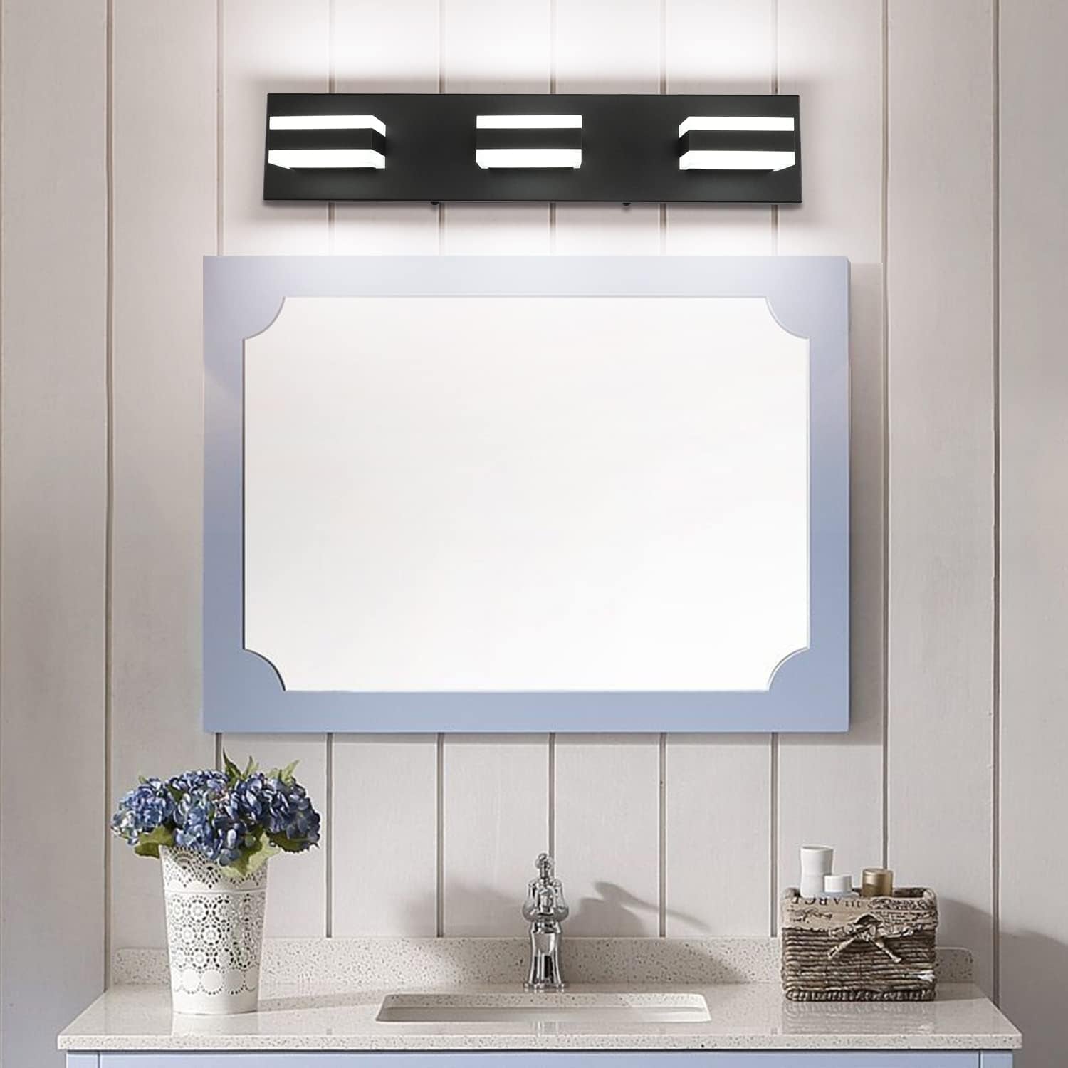 Black Bathroom Vanity Light Fixtures over Mirror LED Dimmable 3 Lights Bath Lighting Restroom Light Modern Vanity Lights for Bathroom Bath Lights