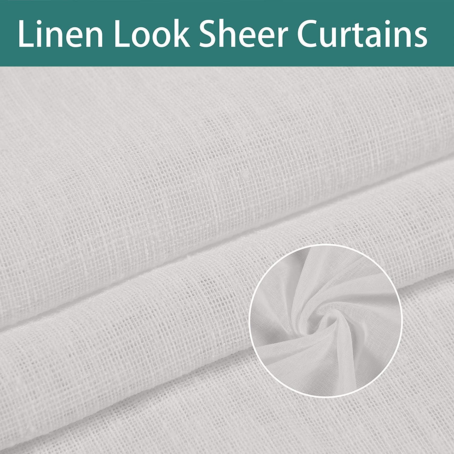 Burlap Linen Look Outdoor Curtains for Patio - 2 Panels Waterproof Sheer Curtains for Pergola, Porch, Cabana and Gazebo Grommet Indoor/Outdoor Voile Sheer Drapes (52 X 120 Inch, Ivory)