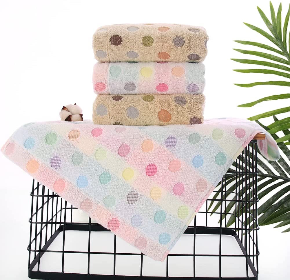 Polka Dot Absorbent Hand Towels for Bathroom Set of 4,Brown