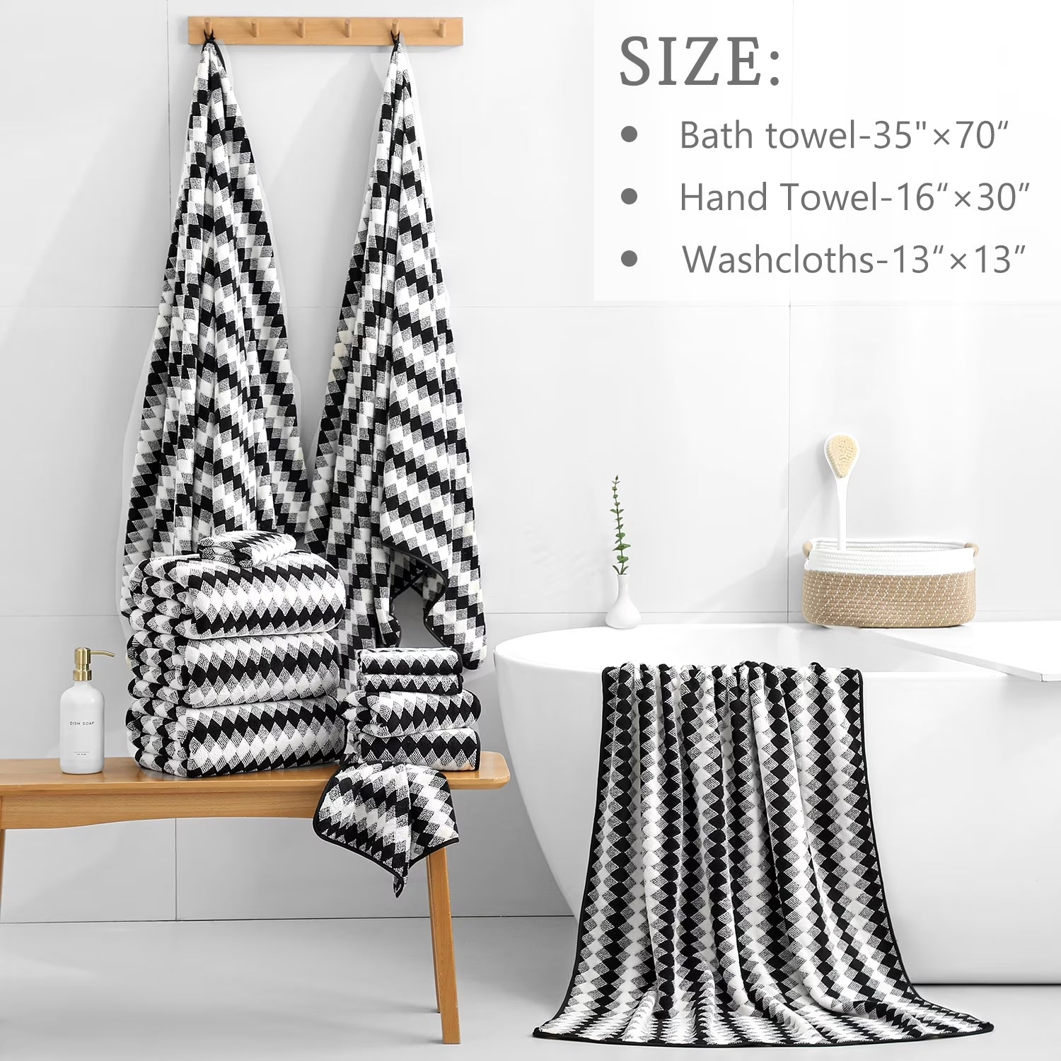 4 Pack Bath Towels Extra Large 35"X 70"Highly Absorbent Quick Dry Bath Towels Oversized Microfiber Bath Sheets Soft Luxurious Towels for Bathroom Kitchen Spa Hotel Gym (Black)