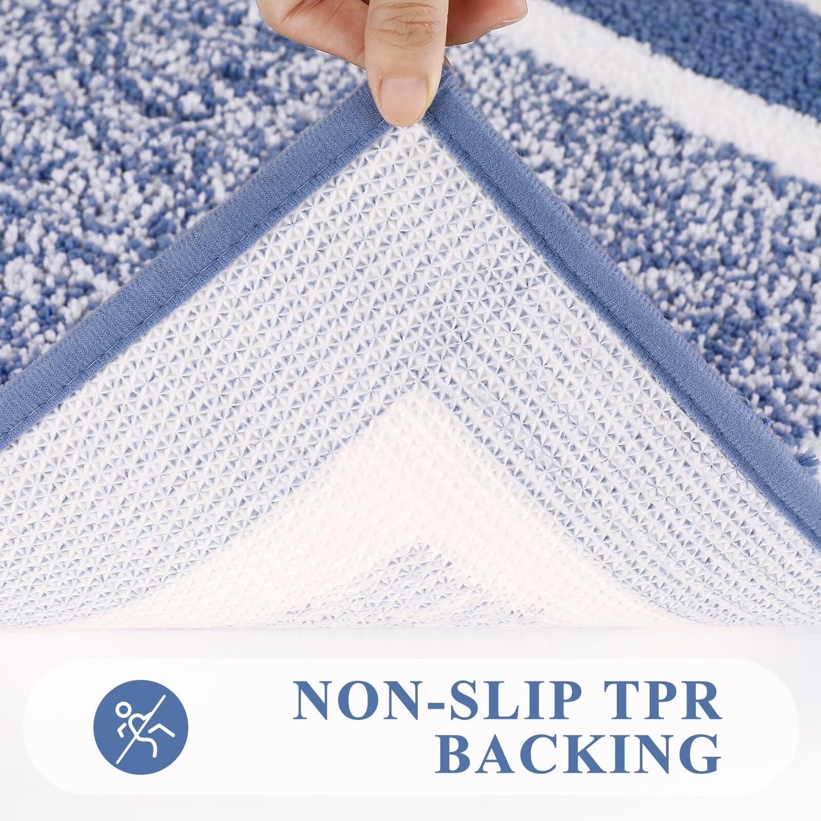4Pcs Bathroom Rugs Set with U-Shaped Mat, Non Slip, Quick Drying, Ultra Soft and Water Absorbent Bath Rug Mat Carpet Machine Washable 18"X26"+20"X32"+U 20"X24"+19"X21" Blue
