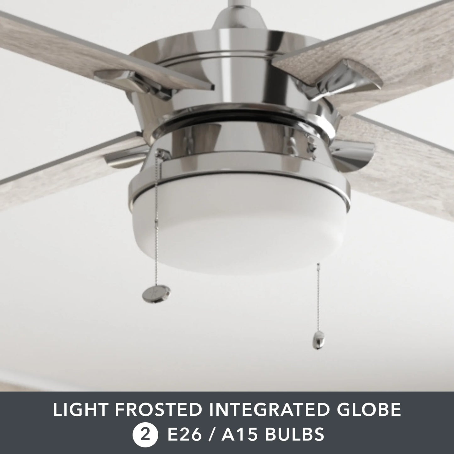 Blair 52" Nickel Modern Indoor Ceiling Fan with Light, 4 Blades, Pull Chains & Reverse Airflow