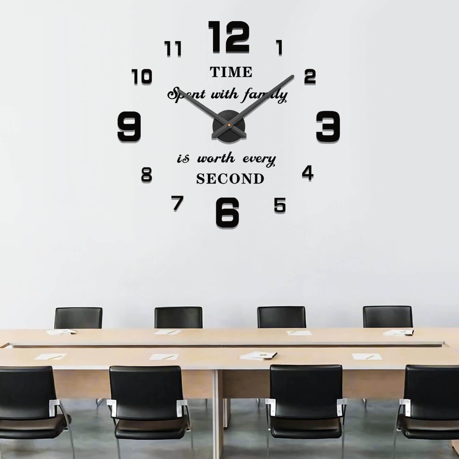 Wall Clock Big Wall Clocks for Living Room Decor, Decorative Wall Clocks Battery Operated (Black Wall Decor)