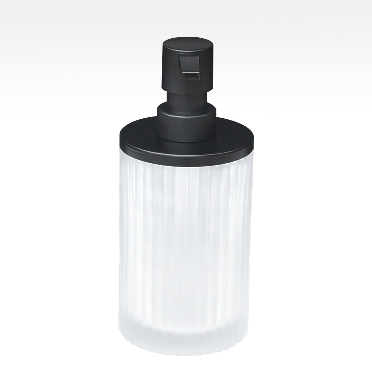 Ribbed Glass and Metal Soap Pump, White with Black Accents