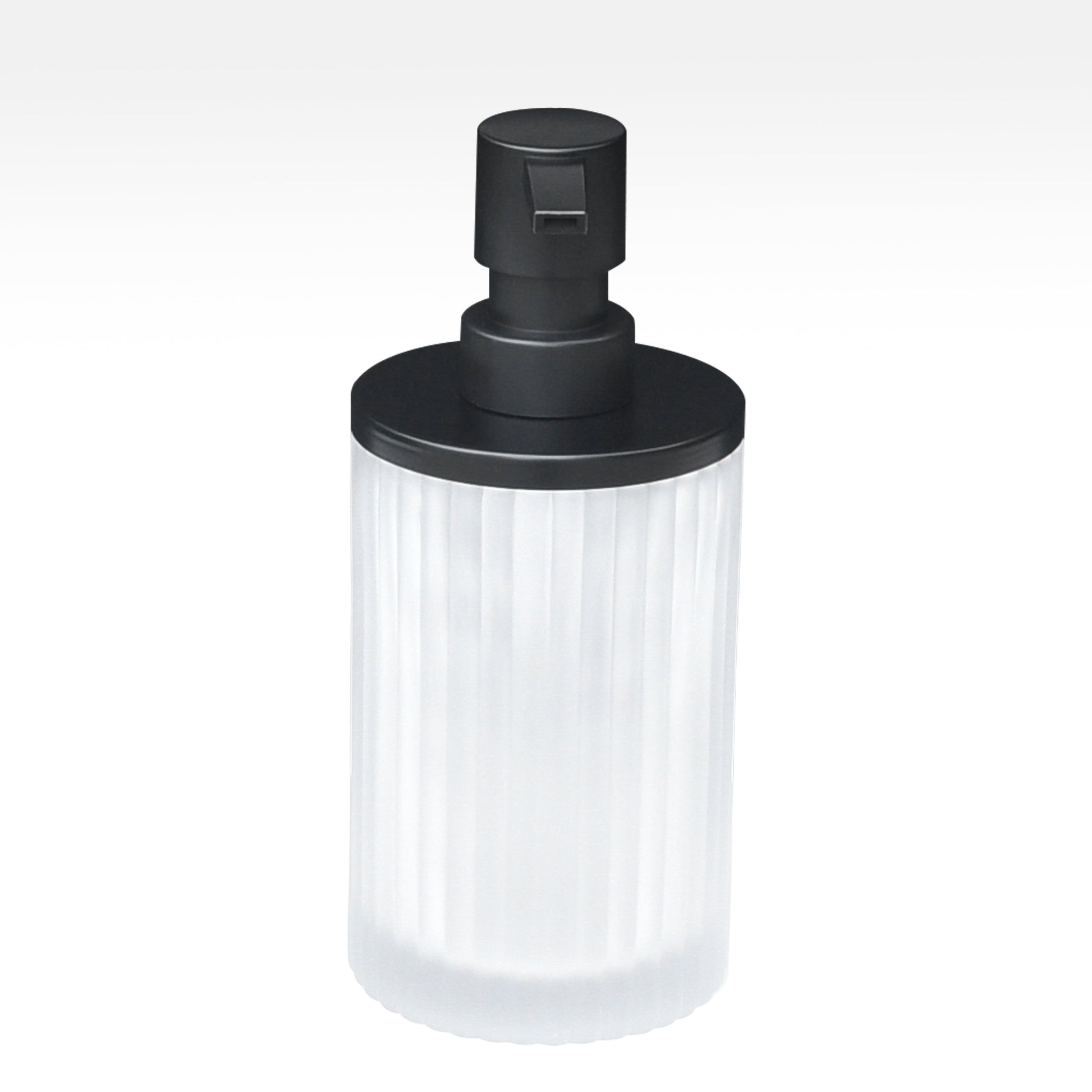 Ribbed Glass and Metal Soap Pump, White with Black Accents