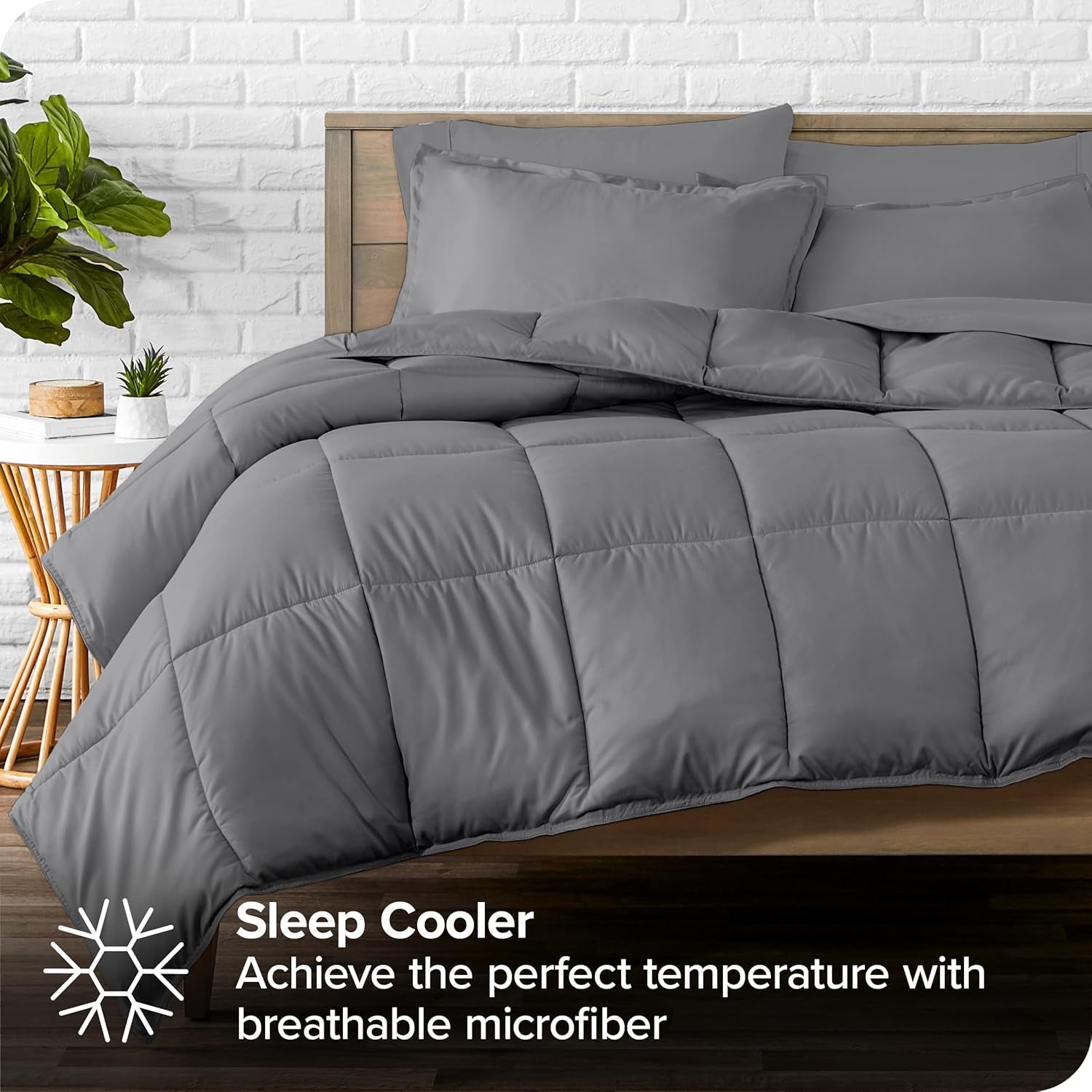 Bed-In-A-Bag 7 Piece Comforter & Sheet Set - Queen - Goose down Alternative - Ultra-Soft 1800 Premium - Bedding Set (Queen, Grey/Grey)