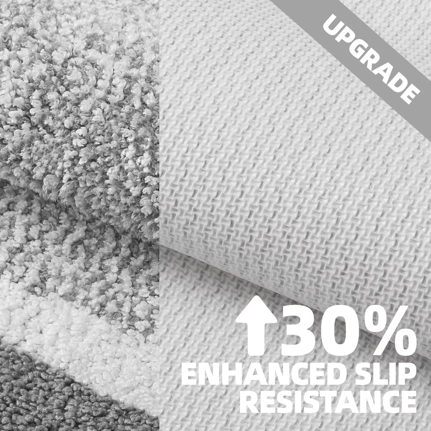 Bathroom Rug, Soft Absorbent Bathroom Mat and Bath Mat, Premium Microfiber Shag Bath Rug Machine Washable (16"X24",Grey and White)