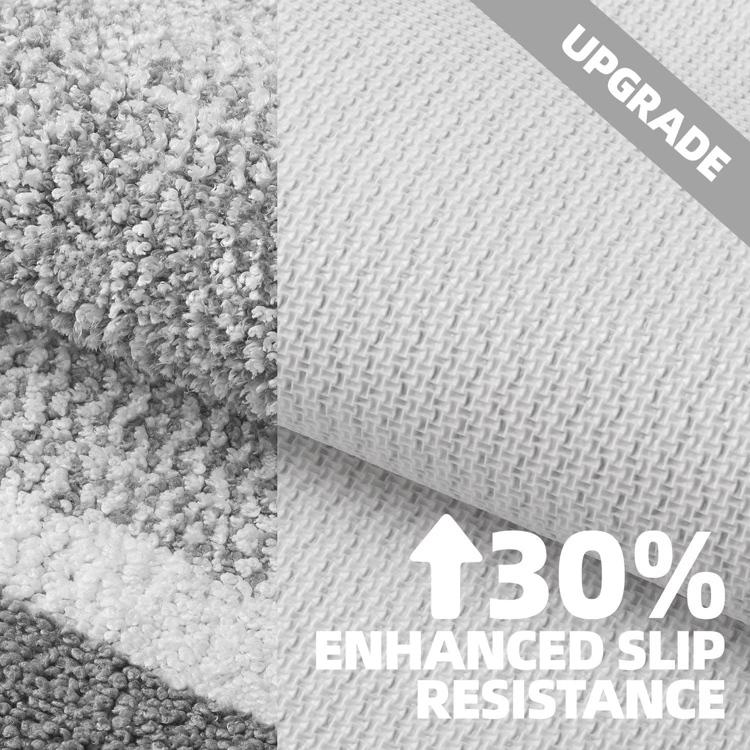 Bathroom Rug, Soft Absorbent Bathroom Mat and Bath Mat, Premium Microfiber Shag Bath Rug Machine Washable (16"X24",Grey and White)