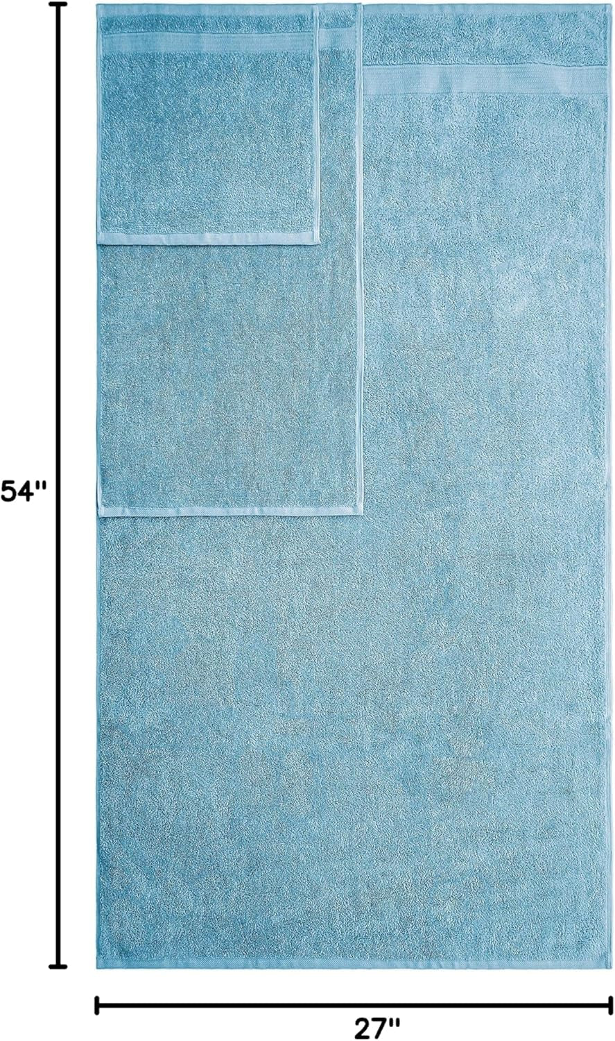 , 6 Piece Towel Set for Bathroom, 100% Cotton Turkish Bathroom Towels, 2 Bath Towels 2 Hand Towels 2 Washcloths, Sky Blue