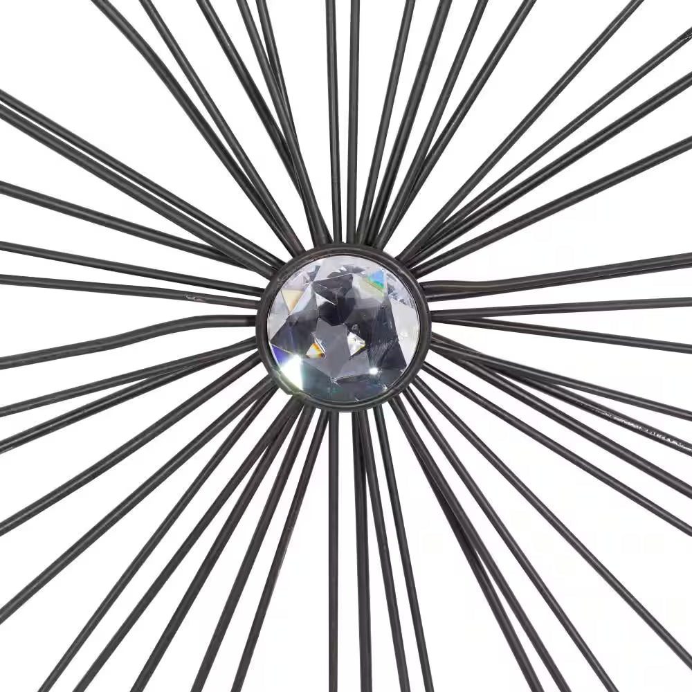 30 In. X 30 In. Metal Silver Starburst Wall Decor with Crystal Embellishments