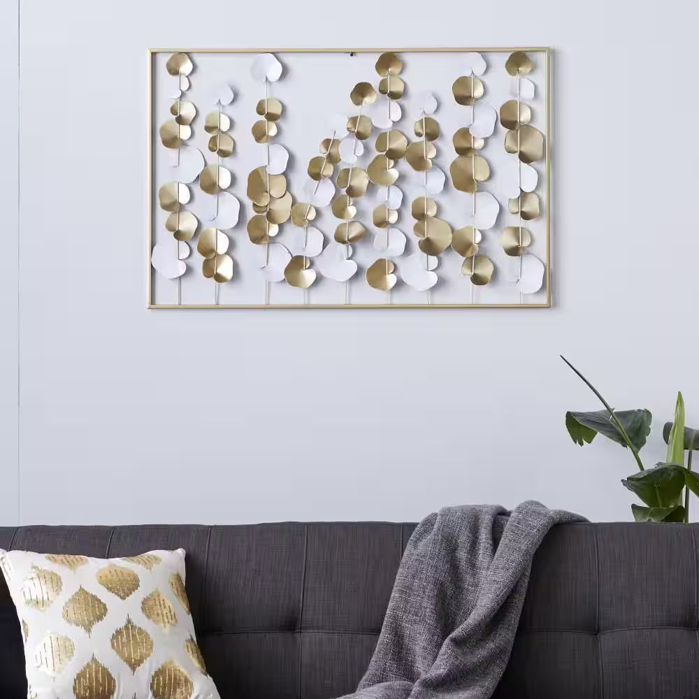 26 In. X 40 In. Gold Metal Modern Abstract Wall Decor