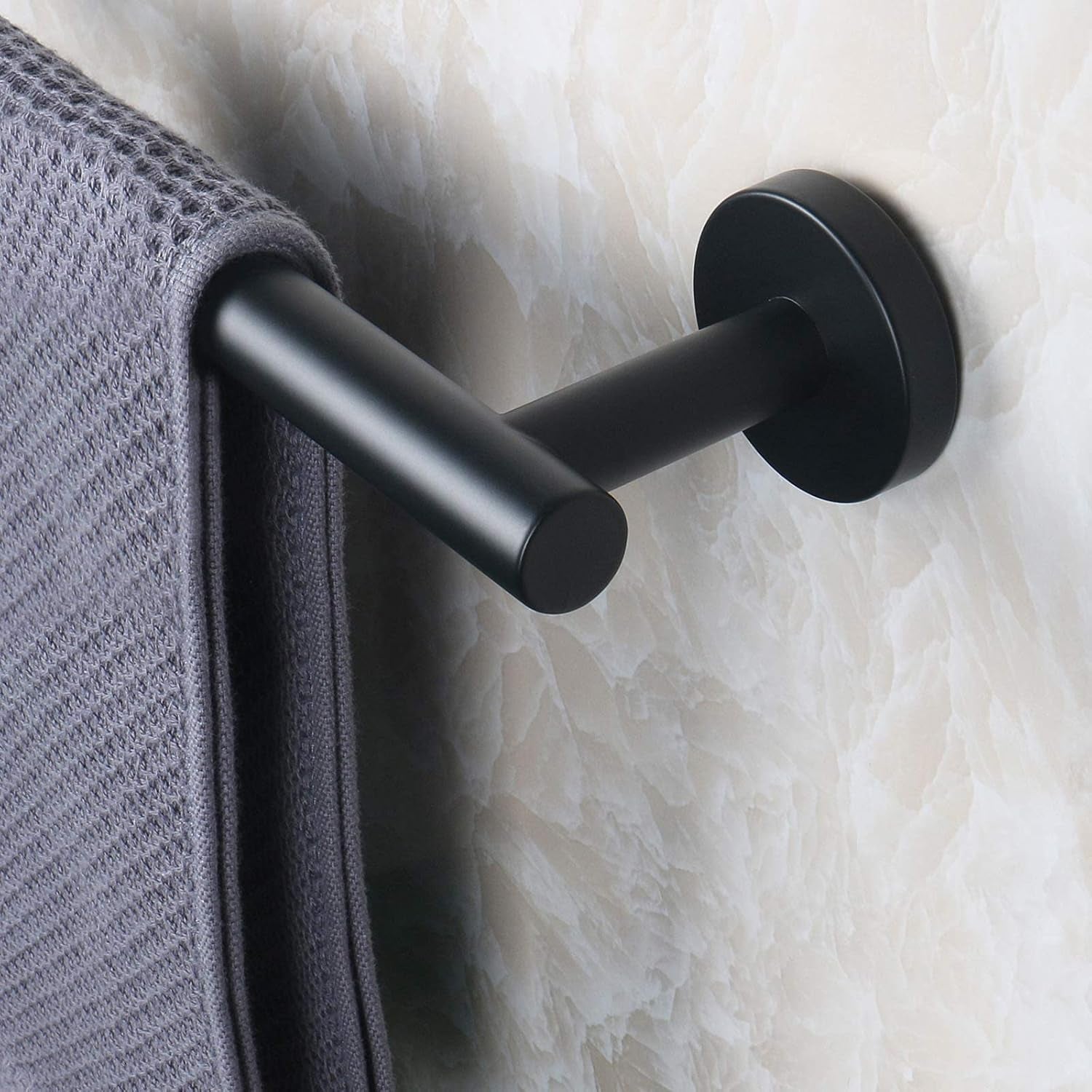 Bath Towel Bar, Bath Accessories Thicken Stainless Steel Shower Towel Rack for Bathroom, Towel Holder Wall Mounted (1 Pack, Matte Black, 24 Inch)