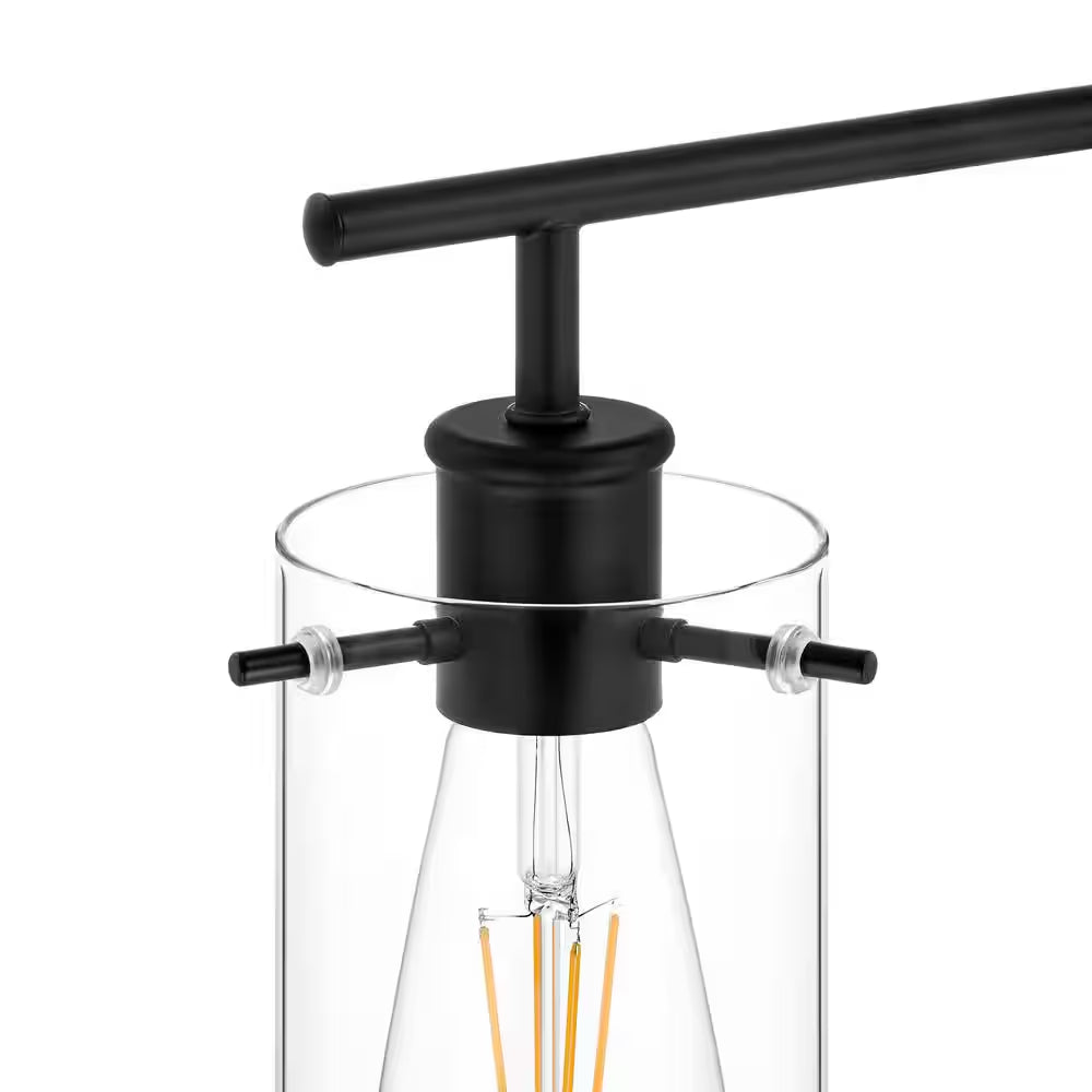 Regan 63 In. Matte Black Floor Lamp with Clear Glass Shades
