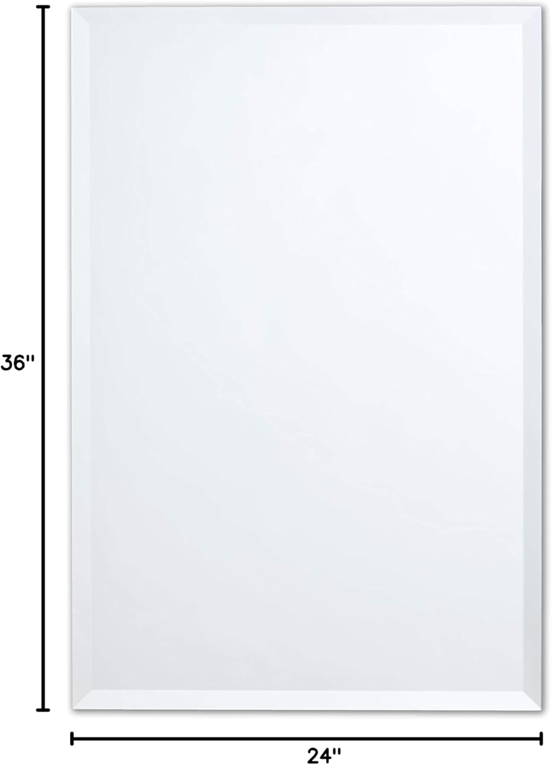 Frameless Rectangle Mirror | 24" X 36" Bathroom Wall Mirror W/Beveled Edge | Ultra-Flush Hanging System (Horizontal or Vertical)
