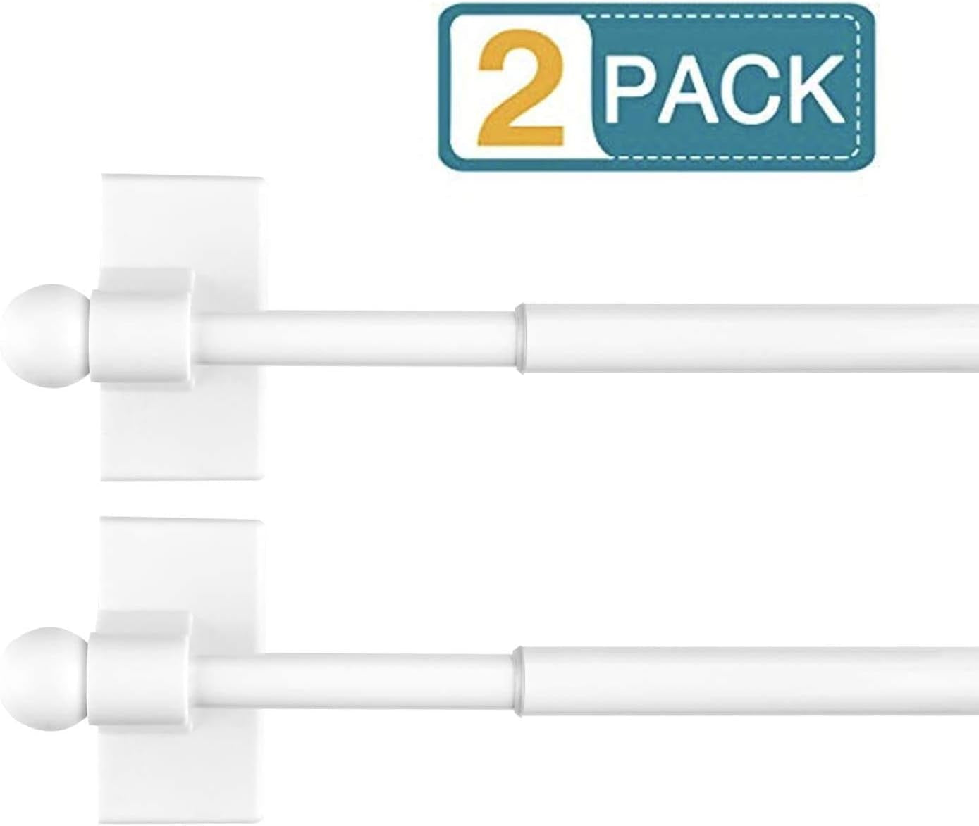 Multi-Use Adjustable Magnetic Curtain Rods for Doors, Windows, Tool Boxes, 9-16 Inch, Easy Installation，2-Pack，White