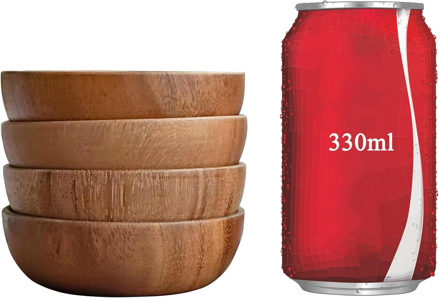 Wooden Dipping Bowls, 4 Pack Sauce Bowls, 2.5 Oz Sauce Dish, Acacia Wood Sauce Bowls for Ketchup, Barbecue Sauce, Dressings, Appetizers