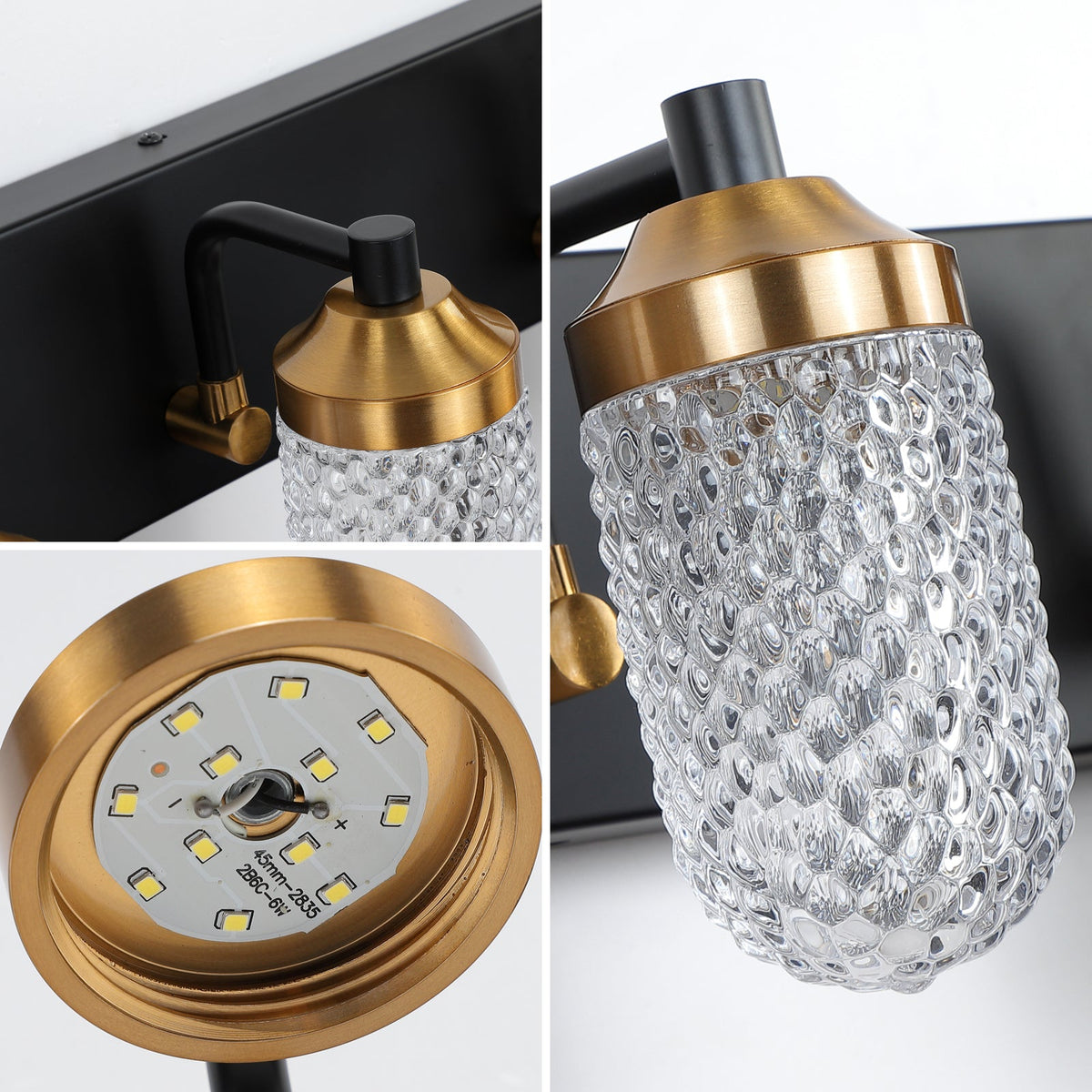 Matte Black Vanity Light with Crisp Glass