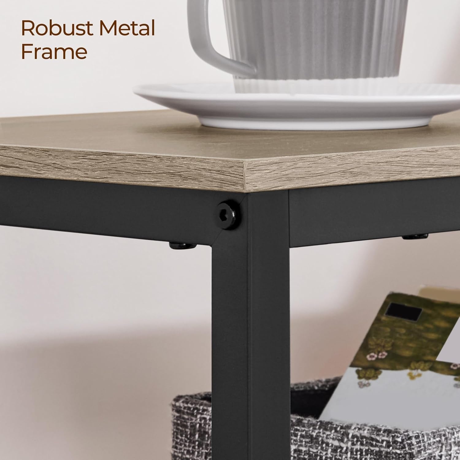 Entryway Table with Storage Shelves, 40 Inch Console Table with Metal Frame, Wood behind Couch Sofa Tables for Entryway, Living Room, Gray
