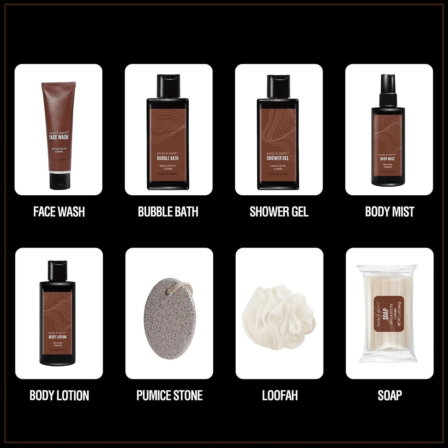 Bath Gift Sets for Men Father'S Day Gift Ideas, 8 Pcs Sandalwood Luxury Spa Gift Basket Body Care Sets with Toiletry Bag Birthday Gifts for Dad Husband