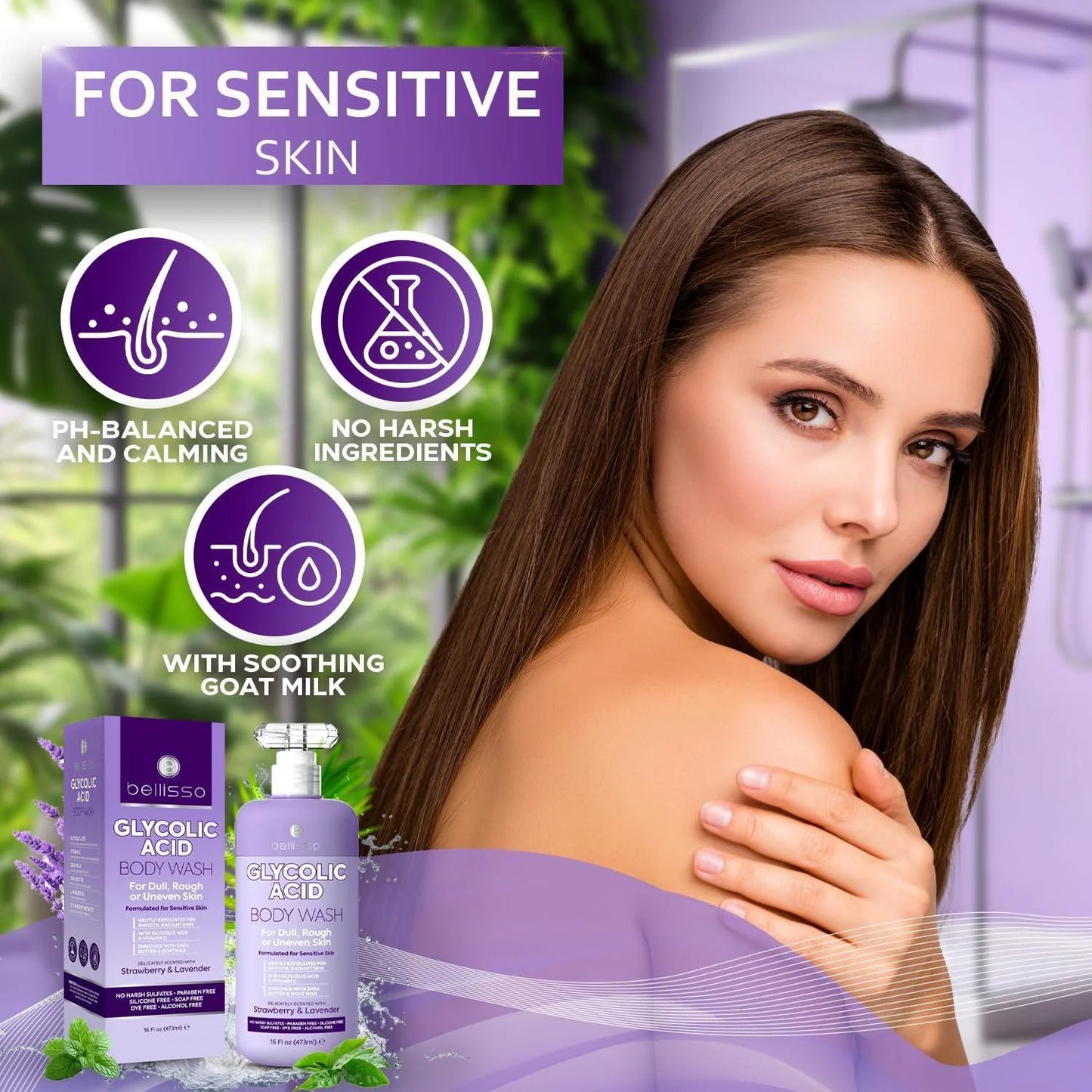 Glycolic Acid Body Wash 16 Fl Oz Exfoliating AHA Liquid Soap for Rough and Bumpy Skin Gentle Exfoliant Bump and Lump Eraser Formula